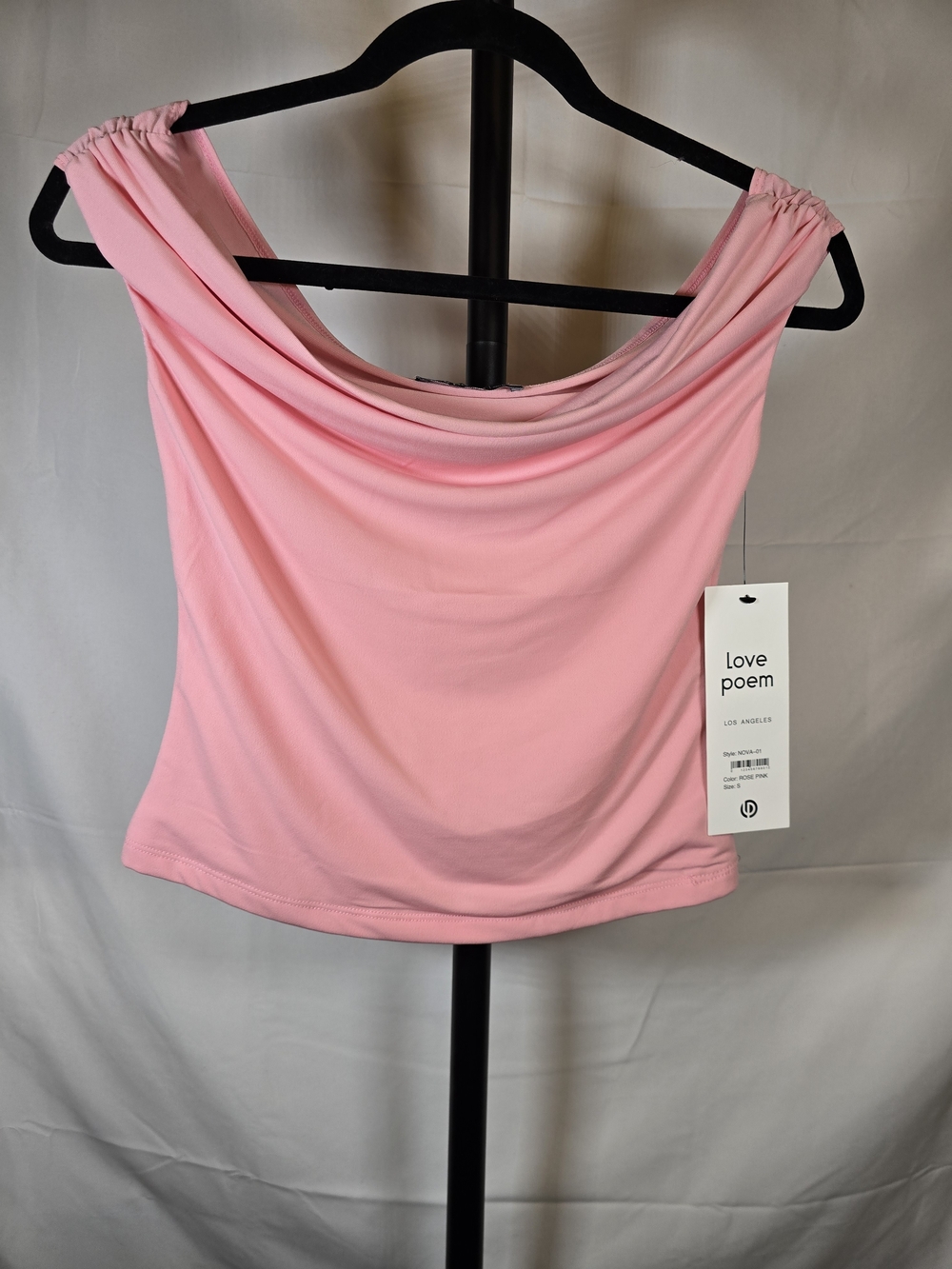 Pink Off-Shoulder Draped Blouse